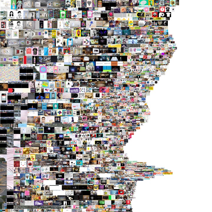 The Internet Cache Portrait series is composed of uncensored streams of images passively collected through a sitter's daily Internet browsing. The series depicts individual sitters from different countries, occupations and genders, all rendered during the same two week period of time. Faces of 'friends' from the sitter's social profile exist side by side with corporate logos, mangled pieces of google maps, family photos and banner advertisements. These algorithmically produced prints act as a contemporary nude, exposing in a generous and open way an individual's private online interactions.